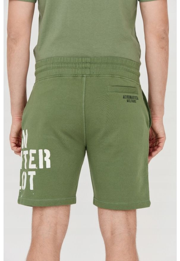 Aeronautica Militare - AERONAUTICA MILITARE Bermudy zielone męskie, Rozmiar XL. Kolor: zielony. Materiał: bawełna, dresówka. Wzór: nadruk, haft