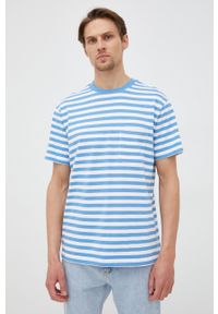GAP t-shirt bawełniany wzorzysty. Kolor: niebieski. Materiał: bawełna
