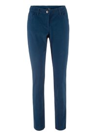 Spodnie ze stretchem Slim Fit bonprix ciemnoniebieski. Kolor: niebieski. Materiał: bawełna #1