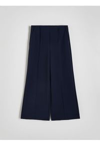 Reserved - Spodnie culotte z wiskozą - granatowy. Kolor: niebieski. Materiał: wiskoza. Wzór: gładki