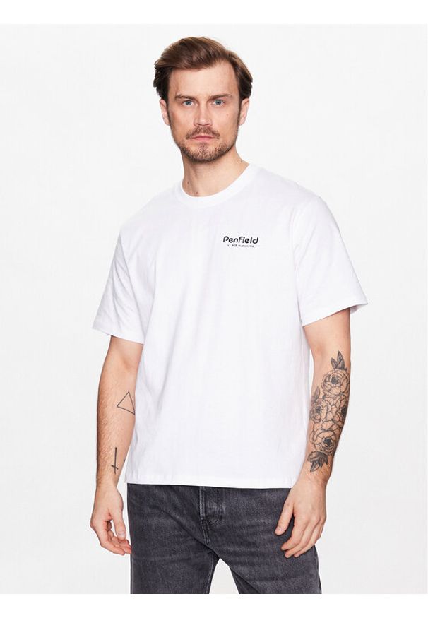 Penfield T-Shirt PFD0349 Biały Regular Fit. Kolor: biały. Materiał: bawełna