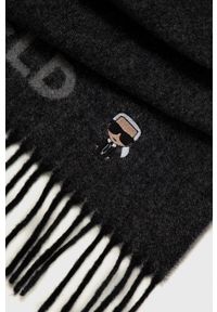 Karl Lagerfeld szal z domieszką kaszmiru kolor czarny melanżowy. Kolor: czarny. Materiał: kaszmir. Wzór: melanż