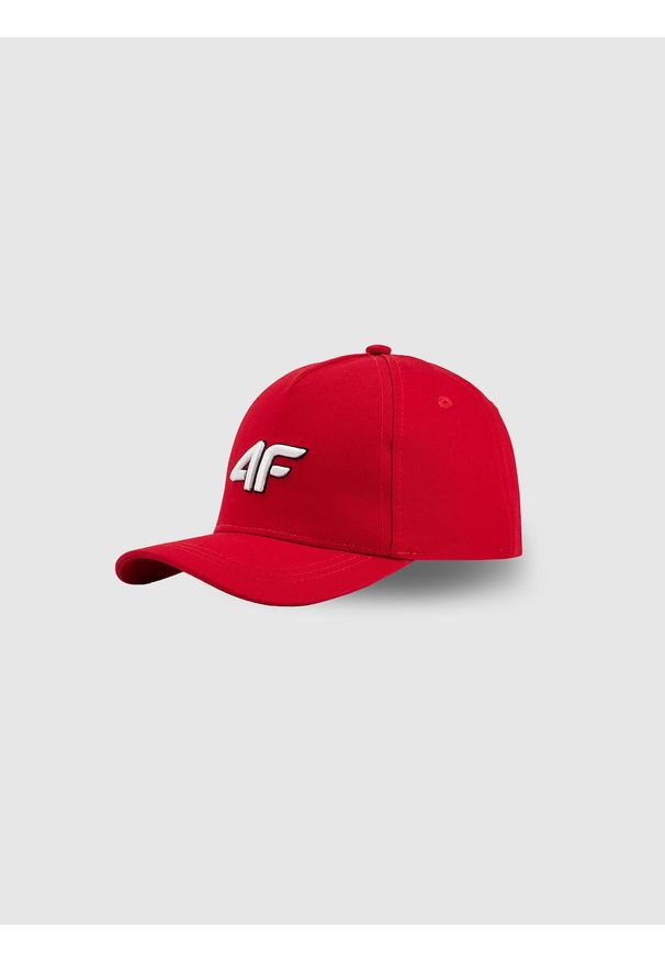 4f - 4F Czapka z daszkiem snapback dziecięca - czerwona MT. Kolor: czerwony. Materiał: bawełna, materiał. Styl: sportowy, casual, klasyczny, młodzieżowy