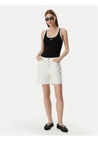 Karl Lagerfeld - KARL LAGERFELD Top B2W17003 Czarny Slim Fit. Typ kołnierza: dekolt w karo. Kolor: czarny. Materiał: bawełna #5