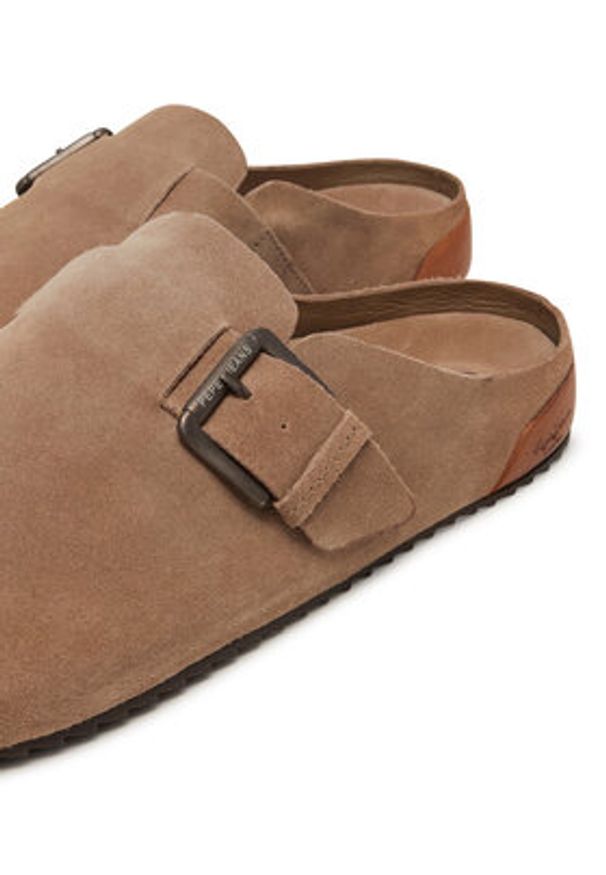 Pepe Jeans Klapki PMS90123 Beżowy. Kolor: beżowy. Materiał: zamsz, skóra