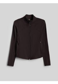 4f - 4F Bluza treningowa slim bez kaptura damska - brązowa XL. Typ kołnierza: bez kaptura. Kolor: brązowy. Materiał: materiał. Styl: sportowy, klasyczny #1
