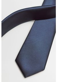 Mango Man - Krawat Saten. Kolor: niebieski. Materiał: tkanina, poliester #4