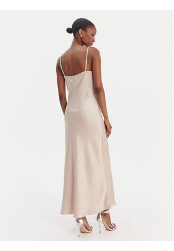 Guess Sukienka wieczorowa W6RK50 WJ732 Beżowy Classic Fit. Kolor: beżowy. Materiał: syntetyk. Styl: wizytowy