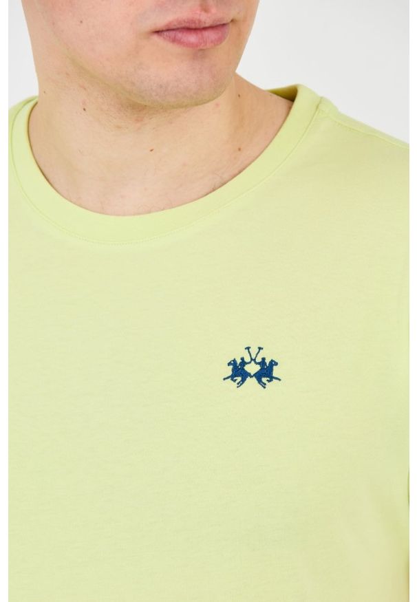 La Martina - LA MARTINA Żółty męski t-shirt z małym logo, Rozmiar M. Kolor: żółty