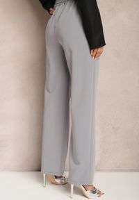 Renee - Szare Klasyczne Spodnie z Gumką w Pasie i Sznurkiem Celarstia. Kolor: szary. Styl: klasyczny #5