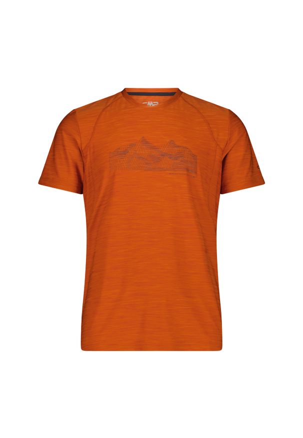 Koszulka męska CMP Toto T-Shirt Melange Stretch Jersey. Kolor: pomarańczowy, żółty, wielokolorowy. Materiał: jersey