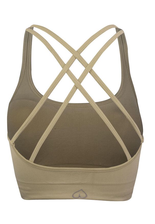 BESHAPED - Stanik Fitness BeShaped Gym Queen Bezszwowy. Kolor: brązowy. Materiał: nylon. Sport: fitness