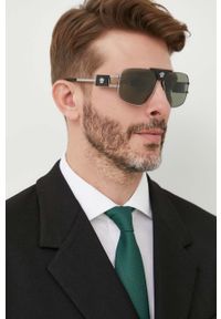 VERSACE - Versace okulary przeciwsłoneczne męskie kolor szary. Kształt: prostokątne. Kolor: szary #2