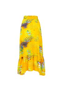 COSEL - Żółta spódnica maxi Tortola. Kolor: żółty. Materiał: wiskoza, tkanina. Długość: do kostek. Wzór: nadruk #4