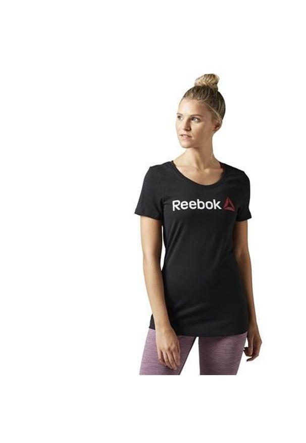 Koszulka sportowa damska Reebok Linear Read Tee. Kolor: czarny. Długość rękawa: krótki rękaw. Długość: krótkie