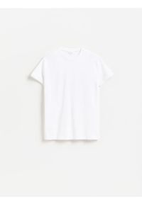 Reserved - Bawełniany t-shirt slim fit - biały. Kolor: biały. Materiał: bawełna #1