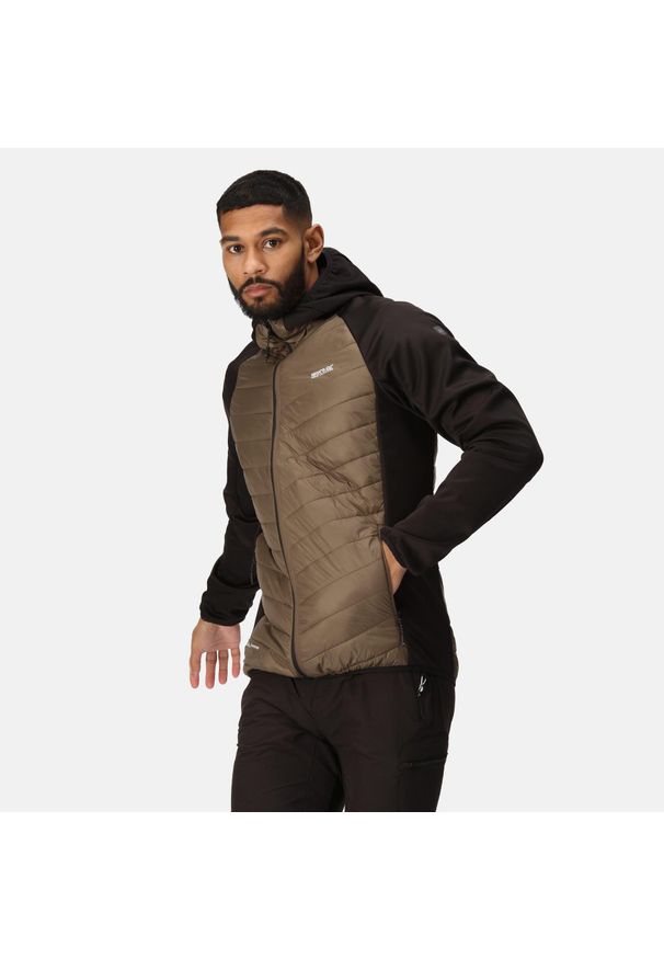 Regatta - Kurtka turystyczna hybrydowa męska Andreson VIII. Typ kołnierza: kaptur. Kolor: szary, wielokolorowy, czarny. Materiał: poliamid