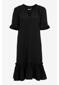 Freequent - Sukienka Foralda. Kolor: czarny. Materiał: tkanina. Wzór: aplikacja. Styl: elegancki