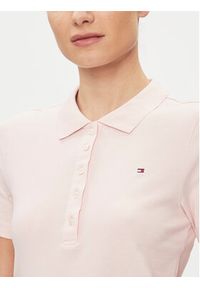 TOMMY HILFIGER - Tommy Hilfiger Polo 1985 WW0WW37823 Różowy Slim Fit. Typ kołnierza: polo. Kolor: różowy. Materiał: bawełna #4