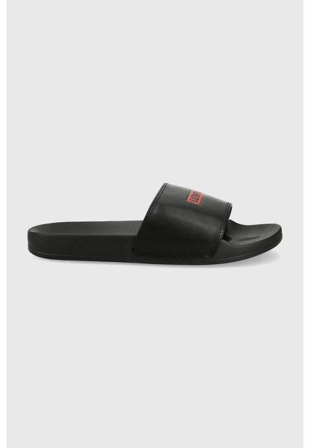 Levi's® - Levi's klapki June Boxtab męskie kolor czarny. Okazja: na spotkanie biznesowe. Kolor: czarny. Materiał: materiał. Obcas: na obcasie. Styl: biznesowy. Wysokość obcasa: niski