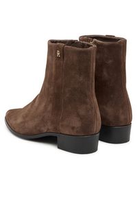 TOMMY HILFIGER - Tommy Hilfiger Botki Pointy Zip Bootie FW0FW08981 Brązowy. Kolor: brązowy. Materiał: zamsz, skóra #3