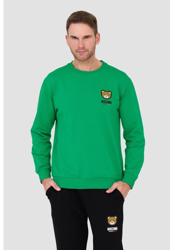 MOSCHINO Zielona męska bluza, Rozmiar L. Kolor: zielony