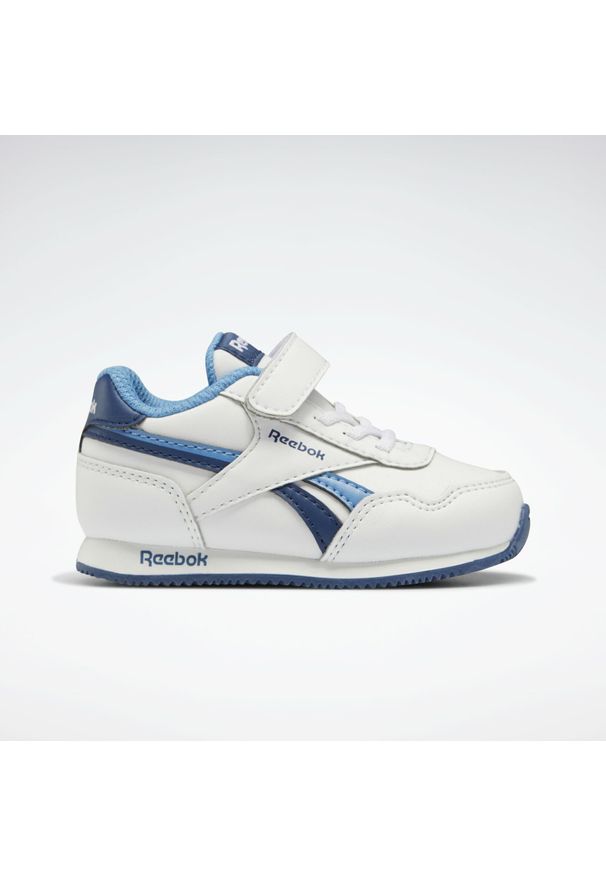 Buty do chodzenia niemowlęce Reebok Royal CL Jogger. Zapięcie: rzepy. Kolor: biały, niebieski, wielokolorowy. Materiał: guma, syntetyk, tkanina, materiał. Szerokość cholewki: normalna. Model: Reebok Royal. Sport: turystyka piesza