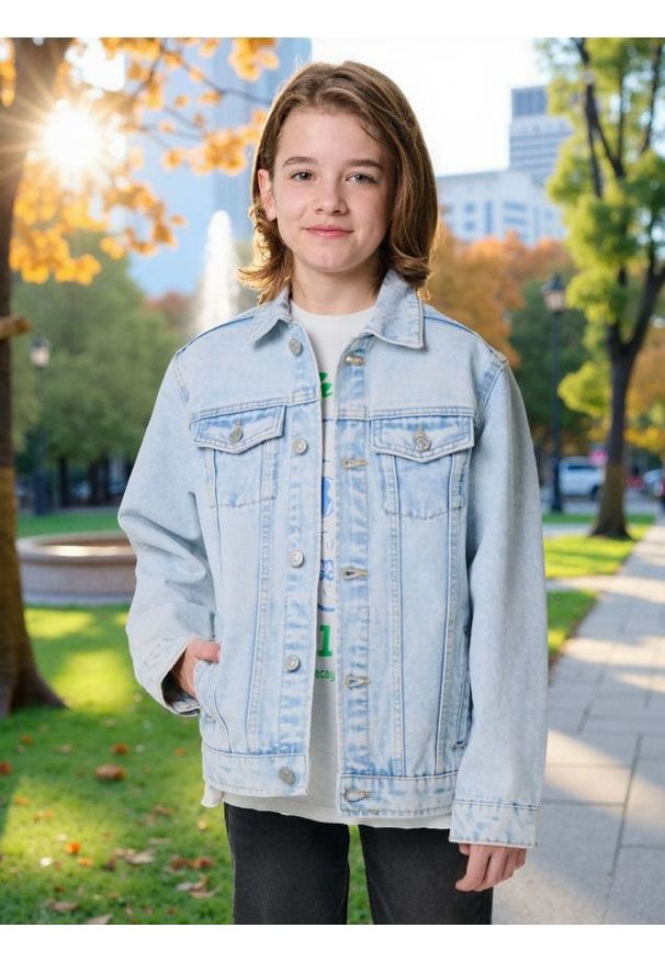 Sinsay - Kurtka jeansowa - niebieski. Kolor: niebieski. Materiał: jeans