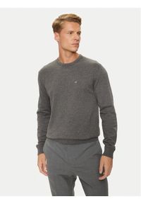 Calvin Klein Sweter K10K113549 Szary Slim Fit. Kolor: szary. Materiał: bawełna #1