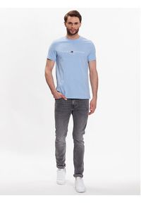 TOMMY HILFIGER - Tommy Hilfiger T-Shirt Logo MW0MW11797 Błękitny Slim Fit. Kolor: niebieski. Materiał: bawełna #4