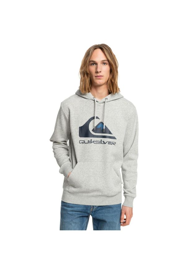 Quiksilver - Bluza z kapturem dla Mężczyzn BIG LOGO Szary. Typ kołnierza: kaptur. Kolor: szary. Materiał: bawełna, poliester, materiał. Wzór: nadruk. Sezon: zima. Sport: snowboard