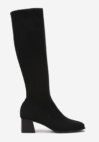 Born2be - Czarne Kozaki z Elastyczną Cholewką Melaste. Okazja: na co dzień. Kolor: czarny. Szerokość cholewki: normalna. Obcas: na obcasie. Styl: klasyczny, casual, elegancki. Wysokość obcasa: średni #4