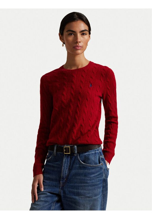 Polo Ralph Lauren Sweter 211971865013 Czerwony Slim Fit. Typ kołnierza: polo. Kolor: czerwony. Materiał: wełna