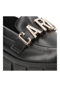 Czarne Półbuty Carinii Stylowe Mokasyny Damskie. Okazja: na co dzień. Kolor: czarny. Materiał: skóra. Szerokość cholewki: normalna. Wzór: aplikacja. Styl: elegancki #4