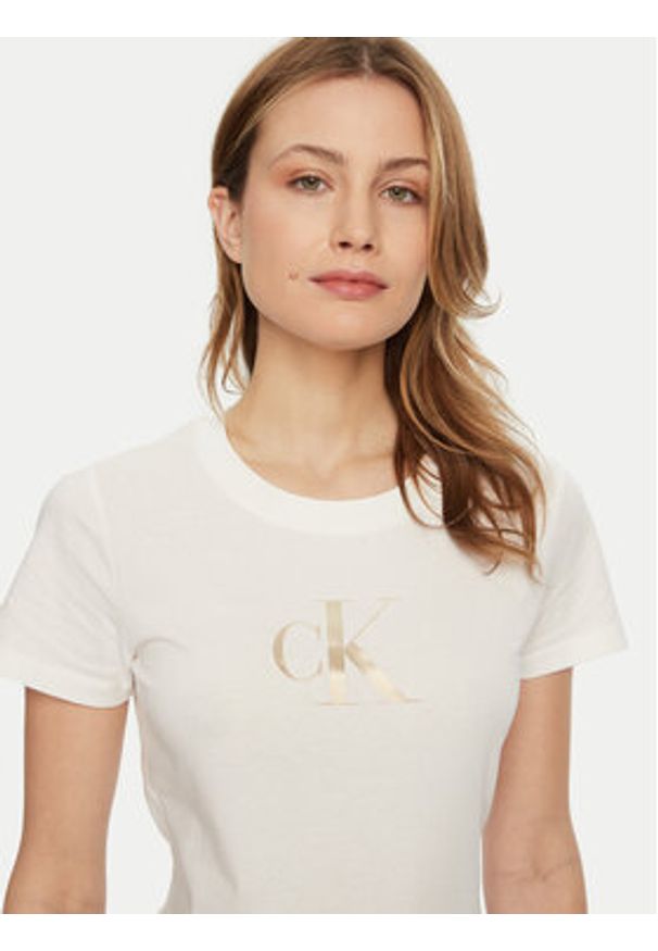 Calvin Klein Jeans T-Shirt Gradient J20J224982 Biały Slim Fit. Kolor: biały. Materiał: bawełna. Wzór: gradientowy