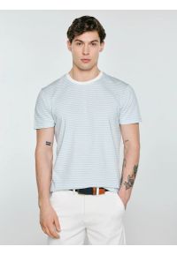 Big-Star - Koszulka męska w paski błękitna Oler 400. Okazja: na co dzień. Kolor: niebieski. Materiał: dzianina. Wzór: paski. Styl: elegancki, klasyczny, casual #3