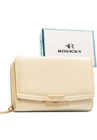 ROVICKY - Średni, beżowy portfel damski ze skóry ekologicznej, model mieszczący dowód rejestracyjny - Rovicky. Kolor: beżowy. Materiał: skóra ekologiczna #1