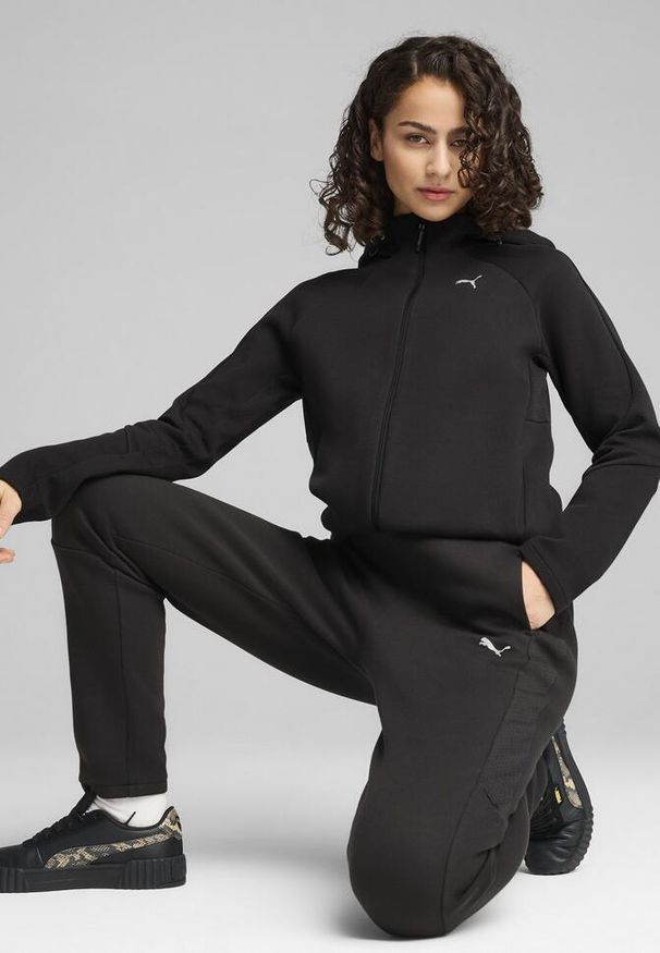 Puma - Damska rozpinana bluza z kapturem EVOSTRIPE PUMA Black. Typ kołnierza: kaptur. Kolor: czarny