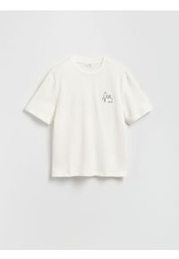 Reserved - Bawełniany t-shirt Snoopy - złamana biel. Materiał: bawełna