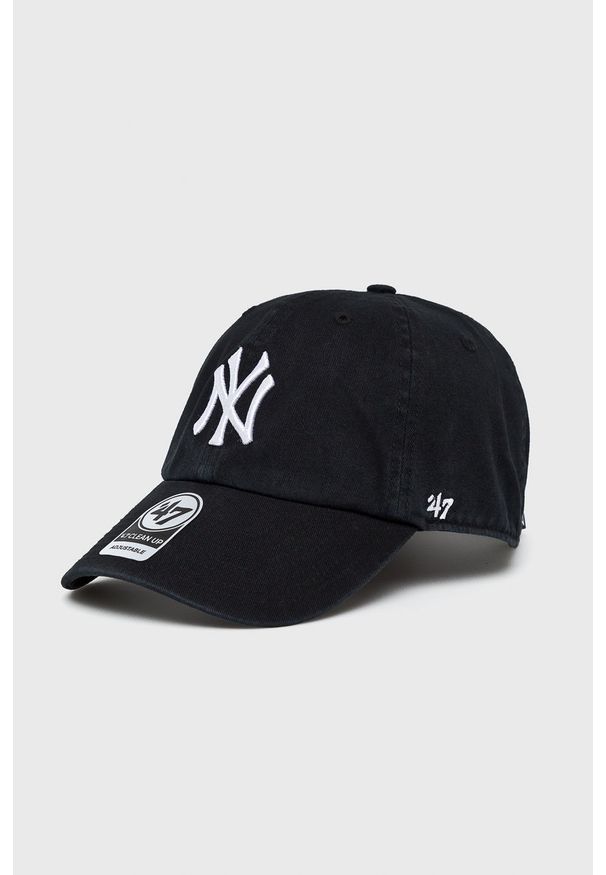 47 Brand - 47brand - Czapka New York Yankees Clean Up. Kolor: czarny. Materiał: bawełna, materiał. Wzór: gładki