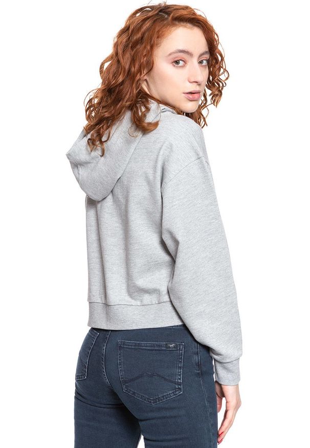 Wrangler - WRANGLER GEO HOODIE DAMSKA BLUZA Z KAPTUREM MID GREY MEL W6N3HPX37 112130792. Typ kołnierza: kaptur