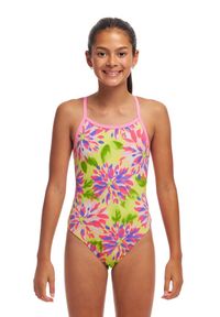 FUNKITA - Strój kąpielowy dziewczęcy Funkita Spring Sun Single Strap. Kolor: zielony, wielokolorowy. Materiał: poliester. Wzór: kolorowy