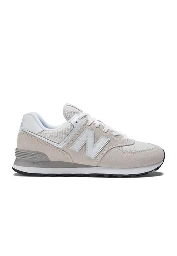 Buty do chodzenia męskie New Balance 574. Zapięcie: sznurówki. Kolor: biały, beżowy, czarny, wielokolorowy, szary. Materiał: guma, syntetyk, materiał, tkanina, zamsz. Szerokość cholewki: normalna. Model: New Balance 574. Sport: turystyka piesza