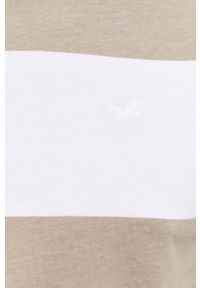 Hollister Co. t-shirt bawełniany kolor beżowy wzorzysty. Kolor: beżowy. Materiał: bawełna. Styl: klasyczny #5