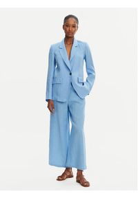Marella Marynarka Orata 2515041082 Błękitny Regular Fit. Kolor: niebieski. Materiał: len #3
