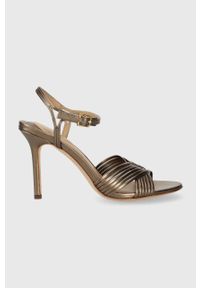 Lauren Ralph Lauren sandały skórzane Madelaine kolor złoty 802912330001. Zapięcie: klamry. Kolor: złoty. Materiał: skóra. Obcas: na obcasie. Wysokość obcasa: średni #1