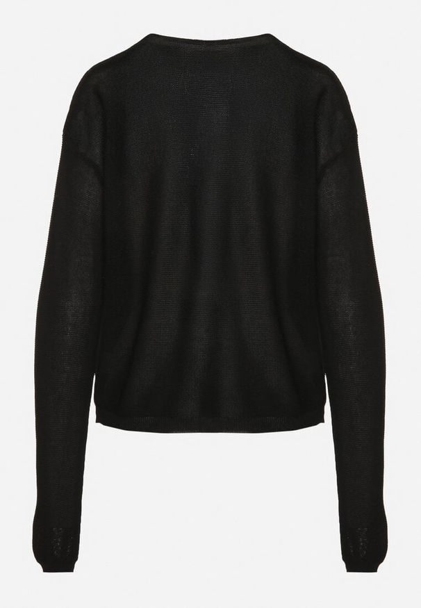 Born2be - Czarny Kardigan z Wiskozą na Guziki Evelvania. Okazja: na co dzień. Kolor: czarny. Materiał: wiskoza. Styl: elegancki, casual