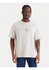 Calvin Klein Jeans T-Shirt LV04RF819G Beżowy Regular Fit. Kolor: beżowy. Materiał: bawełna #1