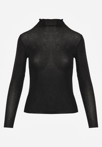 Renee - Czarna Wiskozowa Bluzka Longsleeve Golf z Kaszmirem Vidara. Typ kołnierza: golf. Kolor: czarny. Materiał: wiskoza, kaszmir. Długość rękawa: długi rękaw #6