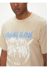 Versace Jeans Couture T-Shirt 78GAHT06 Beżowy Regular Fit. Kolor: beżowy. Materiał: bawełna